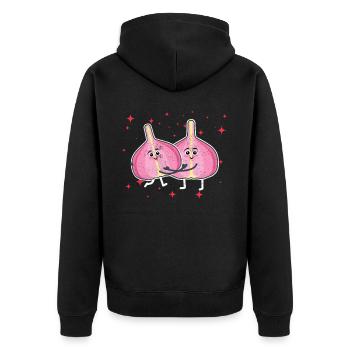 Couple d’ail mignon étreignant les amateurs d’ail - Veste à capuche bio Premium Unisexe - noir - Dos - Nico (187cm)