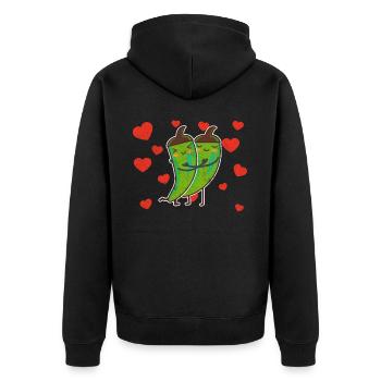 Mignon Couple De Chili Vert Étreindre Les Amateurs De Chili - Veste à capuche bio Premium Unisexe - noir - Dos - Nico (187cm)