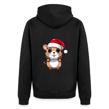 Hamster Noël Animal Portrait Noël - Veste à capuche bio Premium Unisexe - noir - Dos - Nico (187cm)