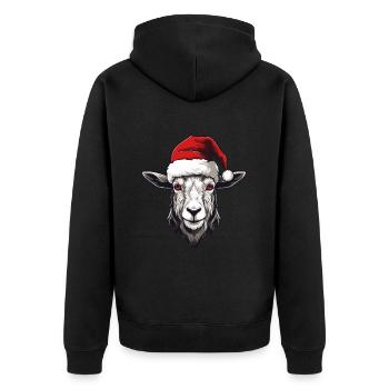 Ziege Weihnachten Tier Porträt Xmas - Unisex Premium Bio Zip Hoodie - Schwarz - Hinten - Nico (187cm)