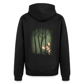 Tier im Wald kleine MausUmweltschutz - Unisex Premium Bio Zip Hoodie - Schwarz - Hinten - Nico (187cm)