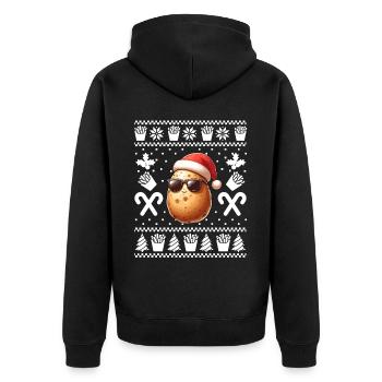 Drôle de pomme de terre Noël frites motif - Veste à capuche bio Premium Unisexe - noir - Dos - Nico (187cm)