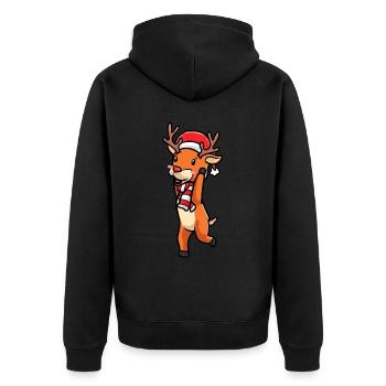 Reindeer Emoticon Christmas Christmas - Unisex Premium Organic Zip Hoodie - black - Back - Nico (187cm)