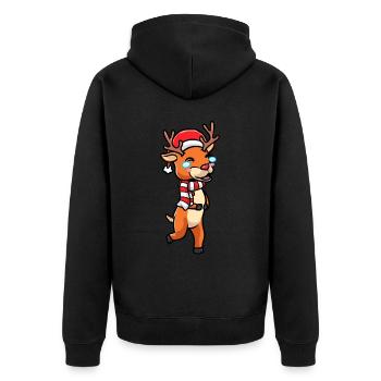 Reindeer Laughs Emoticon Christmas Christmas - Unisex Premium Organic Zip Hoodie - black - Back - Nico (187cm)