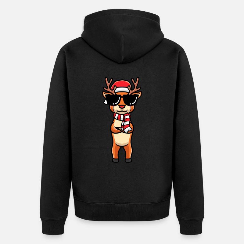 Émoticône de renne Noël Noël - Veste à capuche bio Premium Unisexe - noir