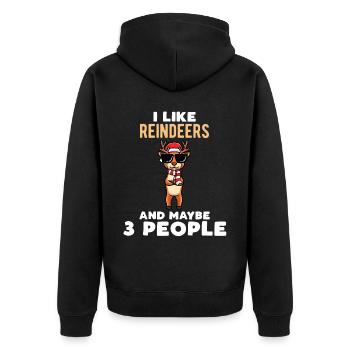 I like reindeer and maybe 3 people - Unisex Premium Organic Zip Hoodie - black - Back - Nico (187cm)
