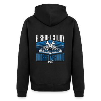 Aircraft Mechanic A Short Story I Am A Mechanic - Unisex Premium Organic Zip Hoodie - black - Back - Nico (187cm)