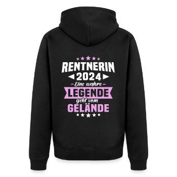 Rentnerin 2024 Ruhestand Rente - Unisex Premium Bio Zip Hoodie - Schwarz - Hinten - Nico (187cm)