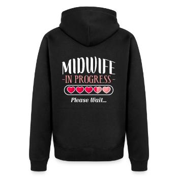 Nurse Midwife Birth Worker Student - Unisex Premium Organic Zip Hoodie - black - Back - Nico (187cm)