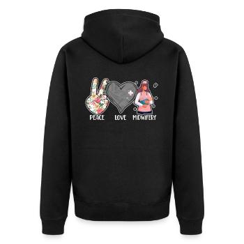 Nurse Midwife Birth Worker Peace - Unisex Premium Bio Zip Hoodie - Schwarz - Hinten - Nico (187cm)