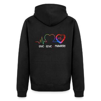 Nurse Midwife Birth Worker Live - Unisex Premium Bio Zip Hoodie - Schwarz - Hinten - Nico (187cm)