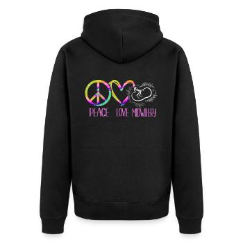 Nurse Midwife Birth Worker Tie Dye - Unisex Premium Bio Zip Hoodie - Schwarz - Hinten - Nico (187cm)