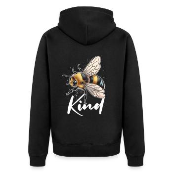 Bee Kind - Unisex Premium Bio Zip Hoodie - Schwarz - Hinten - Nico (187cm)