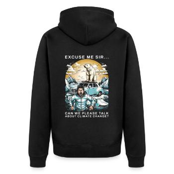 Climate Change Polar Bear - Unisex Premium Bio Zip Hoodie - Schwarz - Hinten - Nico (187cm)
