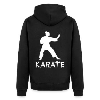 Karate - Unisex Premium Bio Zip Hoodie - Schwarz - Hinten - Nico (187cm)