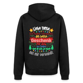 Weihnachts Weihnachten Liebe Tante Lustig - Unisex Premium Bio Zip Hoodie - Schwarz - Hinten - Nico (187cm)