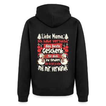 Weihnachts Weihnachten Liebe Mama Mutter Lustig - Unisex Premium Bio Zip Hoodie - Schwarz - Hinten - Nico (187cm)
