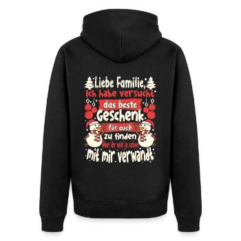 Weihnachts Weihnachten Familie Lustig Damen Herren - Unisex Premium Bio Zip Hoodie - Schwarz - Hinten - Nico (187cm)