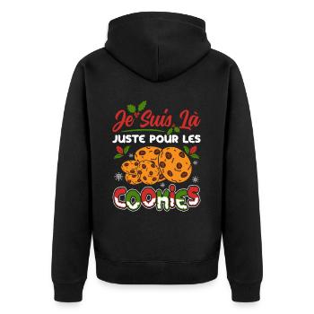 Noel Je Suis Là Juste Pour Les Cookies Noël Femme - Veste à capuche bio Premium Unisexe - noir - Dos - Nico (187cm)
