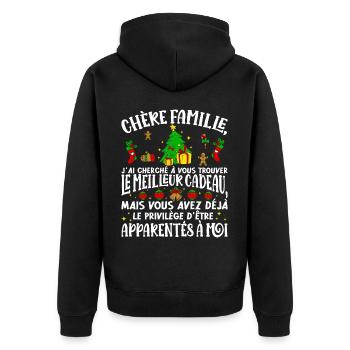Noël Chère Famille Drôle Femmes Hommes - Veste à capuche bio Premium Unisexe - noir - Dos - Nico (187cm)