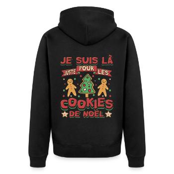 Noel Je Suis Là Juste Pour Les Cookies Noël Femme - Veste à capuche bio Premium Unisexe - noir - Dos - Nico (187cm)