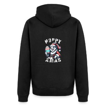 Weinachten Ostern Osterhase Weihnachtshase - Unisex Premium Bio Zip Hoodie - Schwarz - Hinten - Nico (187cm)