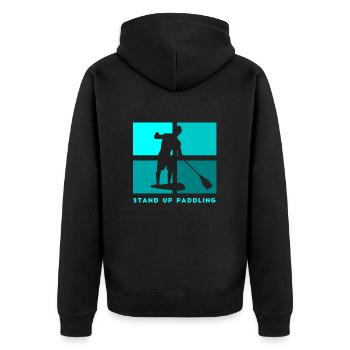 SUP board paddleboarding paddel supboard Stand Up - Unisex Premium Bio Zip Hoodie - Schwarz - Hinten - Nico (187cm)