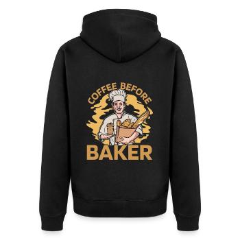 Baker Coffee Before Confectionery Coffee Lover - Unisex Premium Organic Zip Hoodie - black - Back - Nico (187cm)
