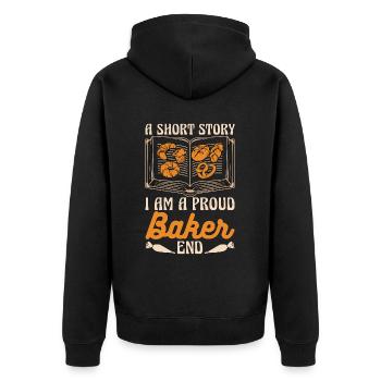 Boulanger Une petite histoire Je suis un fier pâtissier boulangers - Veste à capuche bio Premium Unisexe - noir - Dos - Nico (187cm)