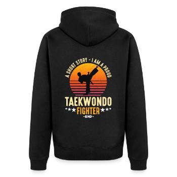 Taekwondo Fighter A Short Story I Am Martial Arts - Unisex Premium Bio Zip Hoodie - Schwarz - Hinten - Nico (187cm)