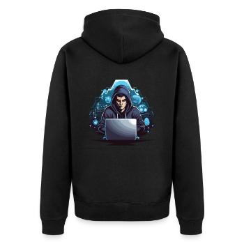 Drôle Hacker Style Hacking Amant Ordinateur - Veste à capuche bio Premium Unisexe - noir - Dos - Nico (187cm)