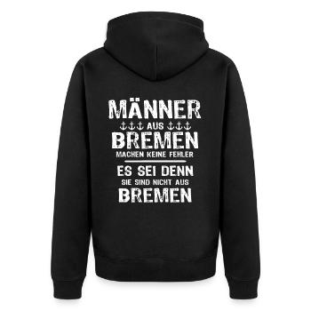 Bremen Sprüche Bremer - Unisex Premium Bio Zip Hoodie - Schwarz - Hinten - Nico (187cm)