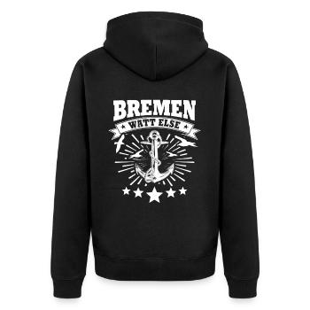Bremen Sprüche Bremer - Unisex Premium Bio Zip Hoodie - Schwarz - Hinten - Nico (187cm)