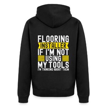 liesenleger floor layer - Unisex Premium Organic Zip Hoodie - black - Back - Nico (187cm)