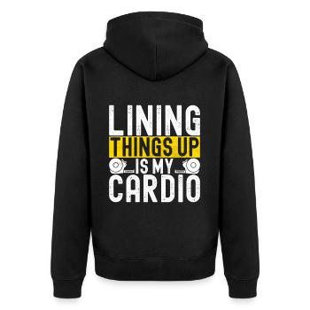 liesenleger floor layer - Unisex Premium Organic Zip Hoodie - black - Back - Nico (187cm)