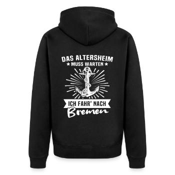 Bremen Sprüche Bremer - Unisex Premium Bio Zip Hoodie - Schwarz - Hinten - Nico (187cm)