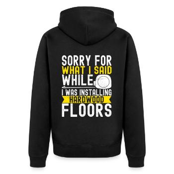 liesenleger floor layer - Unisex Premium Organic Zip Hoodie - black - Back - Nico (187cm)