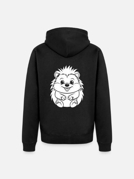 Stachelschwein Lächelnd - Unisex Premium Bio Zip Hoodie - Schwarz