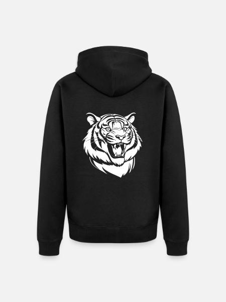 Tiger Lächelnd - Unisex Premium Bio Zip Hoodie - Schwarz