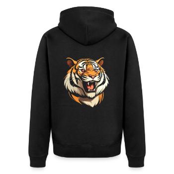 Tigre souriant - Veste à capuche bio Premium Unisexe - noir - Dos - Nico (187cm)