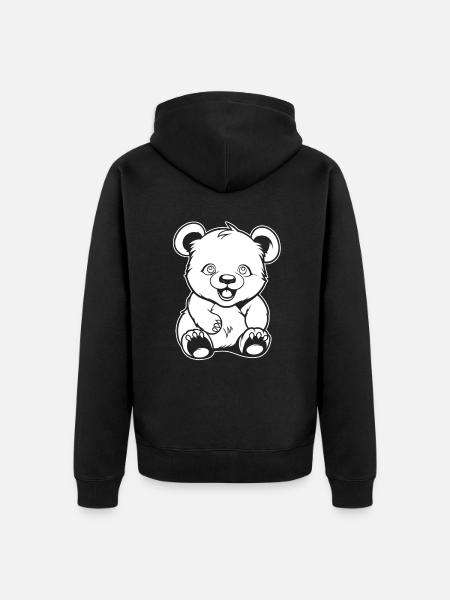 Big Panda Panda Bear Smiling - Unisex Premium Organic Zip Hoodie - black