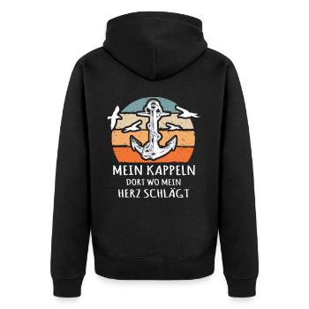 Kappeln - Unisex Premium Bio Zip Hoodie - Schwarz - Hinten - Nico (187cm)