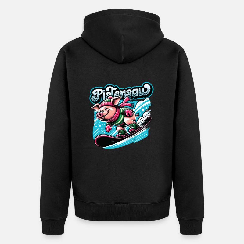 Snowborder Pig Pistensau Après-ski - Veste à capuche bio Premium Unisexe - noir