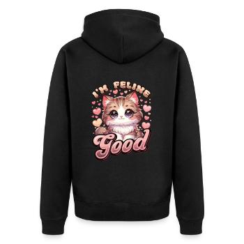 Funny Cat Lady, Cat Mom - Unisex Premium Organic Zip Hoodie - black - Back - Nico (187cm)