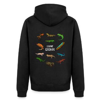 J’adore les geckos - Veste à capuche bio Premium Unisexe - noir - Dos - Nico (187cm)