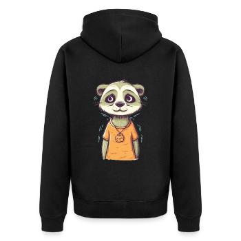 Süßer Anime -Stil Meerkat Kawaii - Unisex Premium Bio Zip Hoodie - Schwarz - Hinten - Nico (187cm)