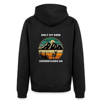 Unique Hunt - Unisex Premium Organic Zip Hoodie - black - Back - Nico (187cm)