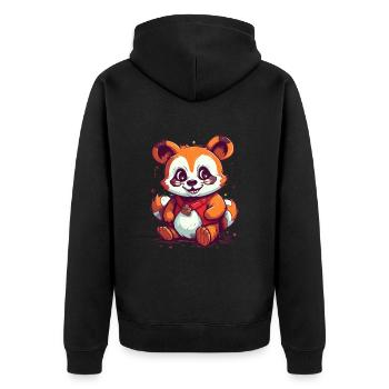 Cute Anime Style Red Panda Kawaii - Unisex Premium Organic Zip Hoodie - black - Back - Nico (187cm)