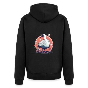 Mignon Anime Style rouge couronné grue Kawaii - Veste à capuche bio Premium Unisexe - noir - Dos - Nico (187cm)