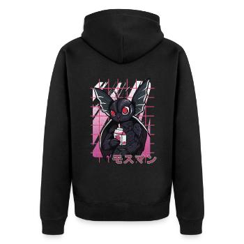 Milkshake à la fraise Mothman Kawaii - Veste à capuche bio Premium Unisexe - noir - Dos - Nico (187cm)